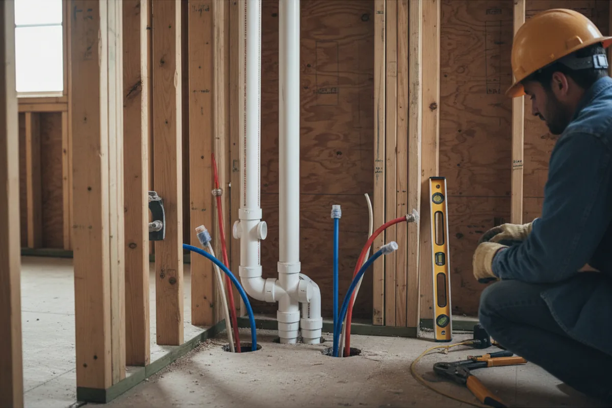 Drain and supply rough-in during Leak Detection in Colver